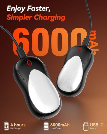 Електричні грілки для рук PHEJIE, 2 шт. з підзарядкою, 3 режими нагріву, портативні, для активного відпочинку, кемпінгу, гольфу, подарунок для жінок та чоловіків (чорний, срібний)