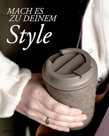 Термокружка MAMEIDO з трубочкою: ізольована, з кришкою, 350 мл, не протікає, Coffee to go, Wild Allure