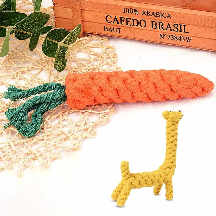 Собака домашня тварина цуценя жувальна іграшка віник мотузка вузол навчання міцний стоматологічний подарунок бавовна стоматологічний догляд тривожний жираф, 2Pkg