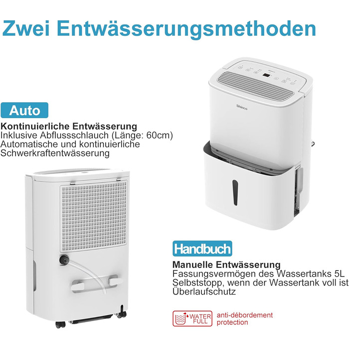 SHINCO 30L Електричний Зволожувач Повітря з Wi-Fi, для 105 м³, Автоматичний перезапуск, Таймер 24h, Фільтр Активне Вугілля, Безперервний Відлив SDZ1-30D