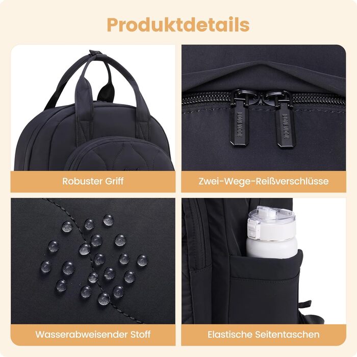 Сумка-рюкзак LOVEVOOK для жінок, рюкзак для ноутбука, шкільний рюкзак для підлітків, легкий рюкзак з підкладкою, велика робоча/навчальна сумка, рюкзак для подорожей, елегантний, чорний, 15,6 дюймів