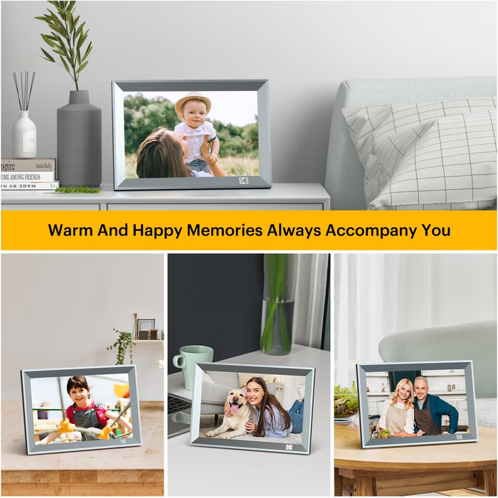 Цифровий фоторамка Kodak 10 дюймів з Wi-Fi, акумулятором 4000mAh та 32GB пам'яті, IPS HD сенсорний екран, авто-поворот, для перегляду фото та відео (10 дюймів, сірий)