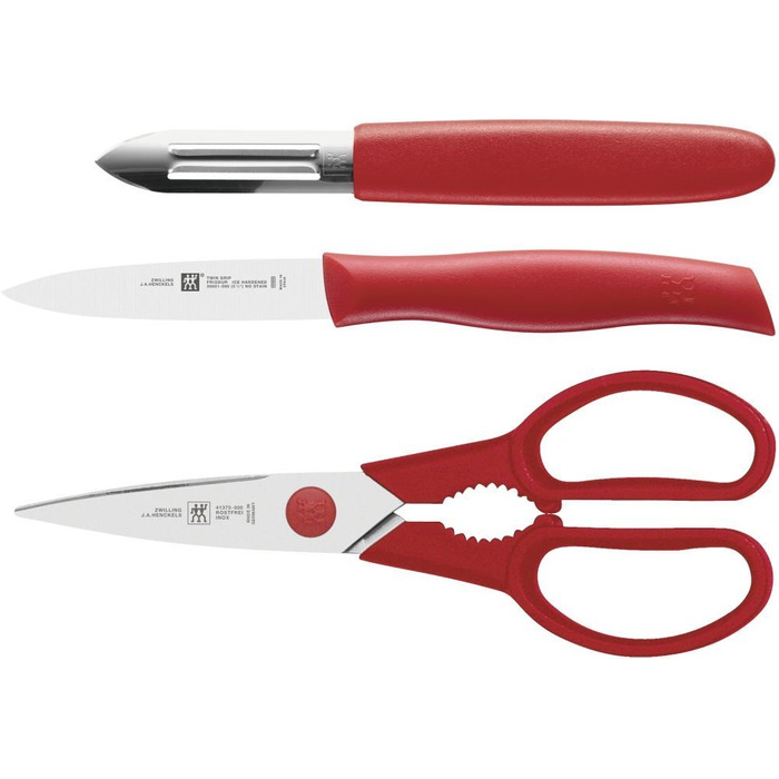 Набір ножів Zwilling із 3 предметів із червоною подвійною рукояткою