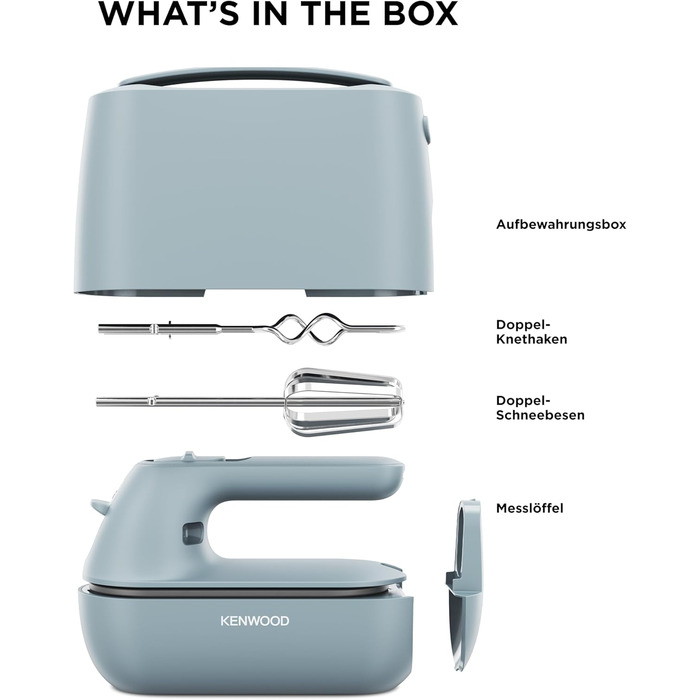Міксер ручний Kenwood QuickMix Go HMP40.000RD, сіро-блакитний, 350W, з нержавіючою сталею, з кейсом