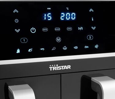 Двокамерна фритюрниця Tristar FR-6970 на 60 менше споживання енергії 2 x 4.5 л ємністю 1800 Вт окремі температури для 2 камер 8 програм чорний