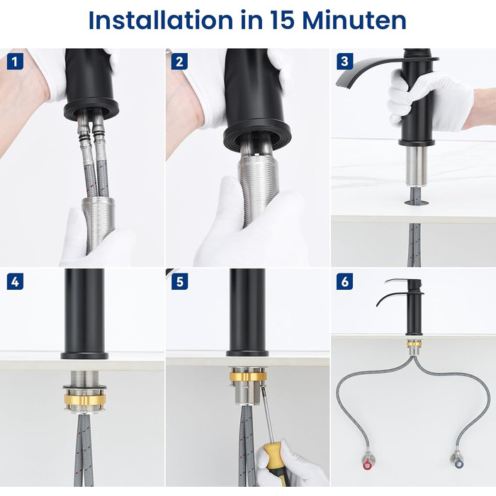 Змішувач для ванної CECIPA Gebürstet, нержавіюча сталь, чорний, 86 мм | Змішувач для умивальника | Змішувач для ванної кімнати