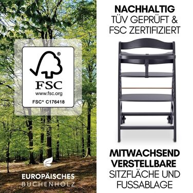 Дитячий високий стільчик Hauck Beta+ Newborn Set Deluxe - комплект з підставкою для новонароджених, м'яким сидінням та підносом для годування, білий (темно-сірий)