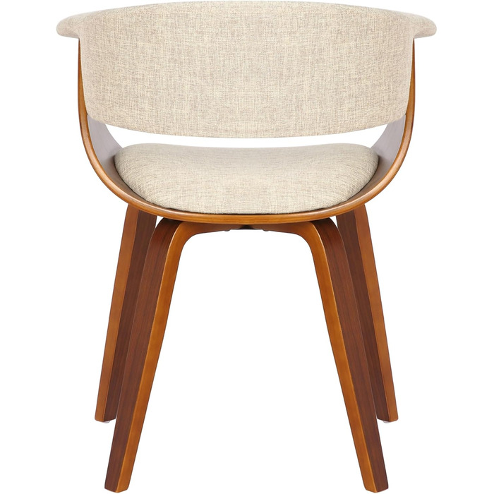 Стільці для їдальні CLP Bruce з тканинним покриттям, дерев'яним каркасом, чорного кольору для їдальні або кухні | Крісло витримує до 150 кг, колір: Кремовий, колір каркасу: горіх (горіх)