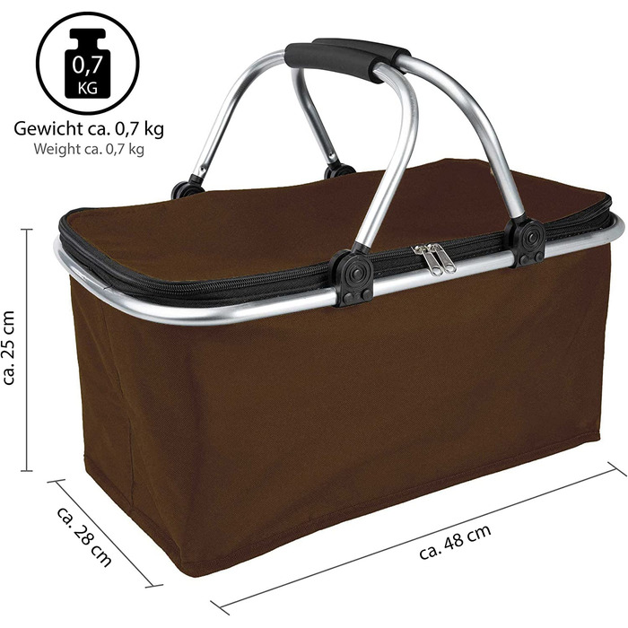 Складна корзина для покупок ONVAYA з функцією охолодження / / складна корзина з кришкою / ізольована корзина господарська сумка складна корзина / складна термокорпус складаний (коричневий)