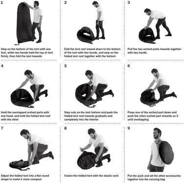 Намет-розкладачка для душу та переодягання Wakeman Outdoors Schwarz - портативний захист від дощу та сонця