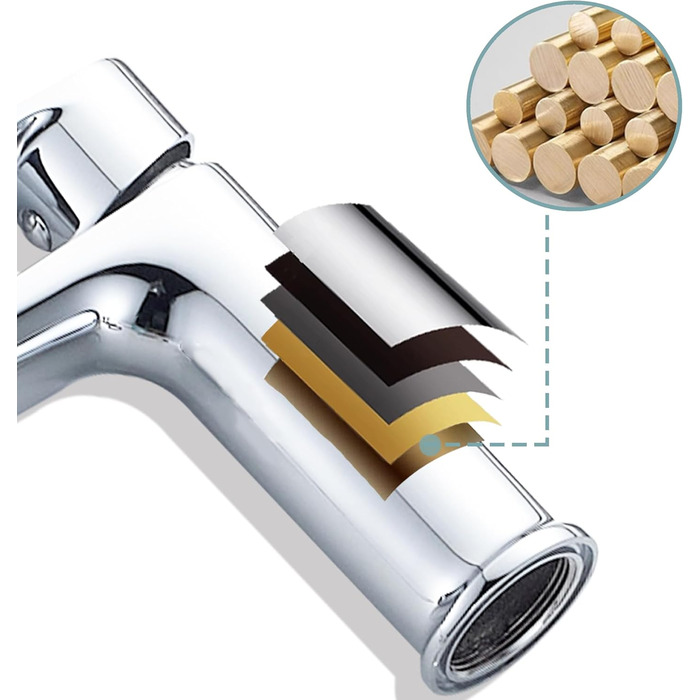 Набір змішувачів для ванної кімнати Belz, латунь, змішувач для раковини з однією отвором, гаряча та холодна вода, сірий (хром)