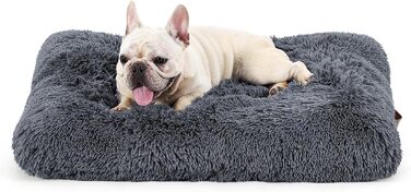 Лежак Bedsure Fluffy для великих собак (104x74x8 см) - миється, плюшевий, сірий (S 645x7 см)