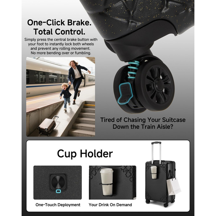 Набір валіз Sea Choice: 3 валізи з жорстким корпусом, розширювані, з TSA замком (20, 24, 28 дюймів)