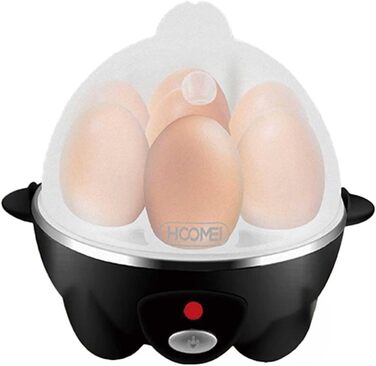 Яйцеварка 350 Вт на 7 місць, міні-скороварка для яєць з мірним стаканом контейнер для омлету, функція автоматичного відключення (чорне срібло)