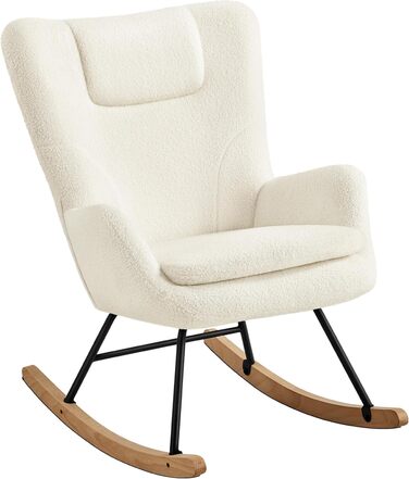 Крісло-гойдалка Yaheetech з відкидною спинкою, м'яке, до 136 кг, для вітальні/спальні/балкону, бежеве