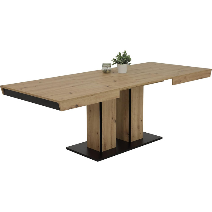 Розсувний обідній стіл Agnes з дерева, шпон дуба Artisan, 140-220x90x76 см