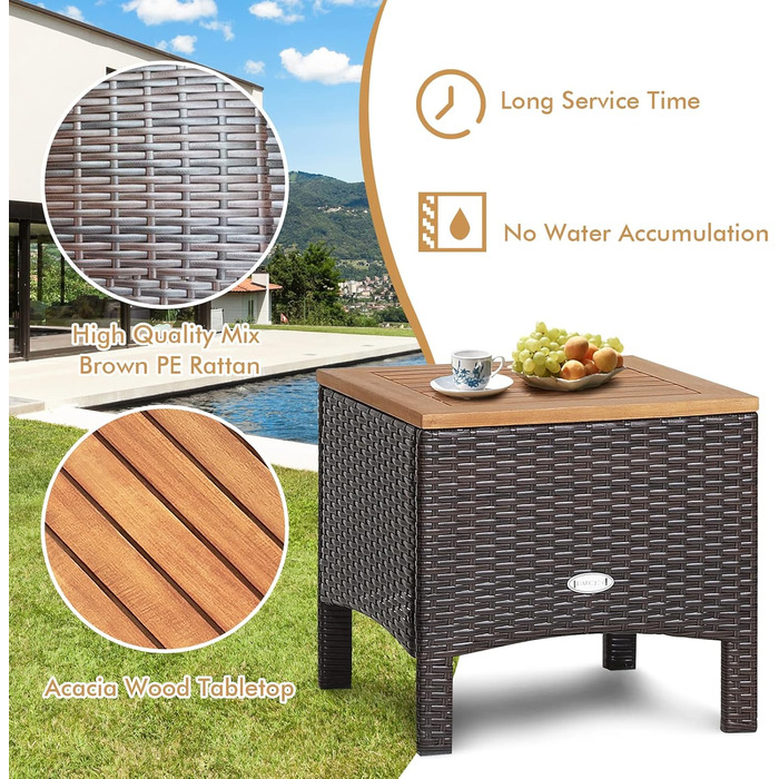 Садовий набір меблів GIANTEX 5 предметів з ротангу: 2 крісла, 2 пуфи та столик, кремово-білий