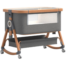 Дитяче ліжко-манеж GLOKID 3 в 1 з регулюванням висоти та нахилу матрацу (золотисто-сірий)