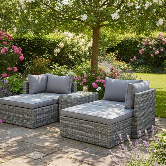 Комплект садових меблів MatMay із пластику, сірий, 4 предмети