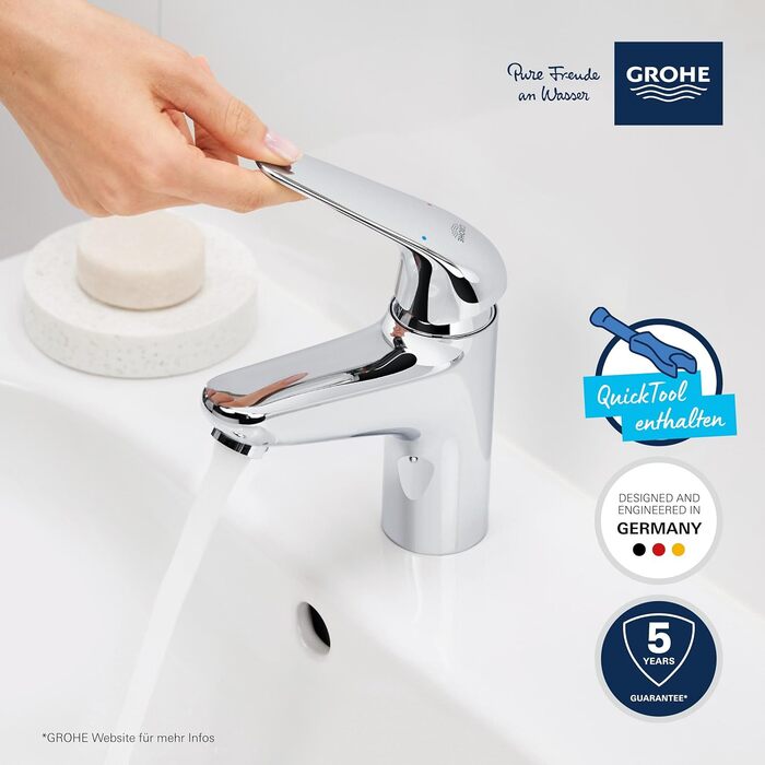 Змішувач для ванної кімнати Grohe Swift, водозберігаючий, з витяжною системою, хром, 18 см, з інструментом 3в1