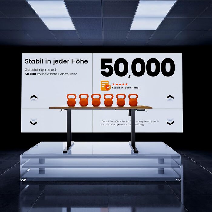 Електричний регульований стіл ErGear 160x80 см з 4-ма пам'ятними настройками, з'єднувальною пластиною, для дому та офісу, вінтажний колір дерева