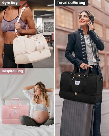 Спортивна сумка LOVEVOOK: дорожня, для вихідних, з відділенням для взуття та мокрих речей, водонепроникна, для пляжу, сауни, ручної поклажі, зелена (M, світло-блакитний)