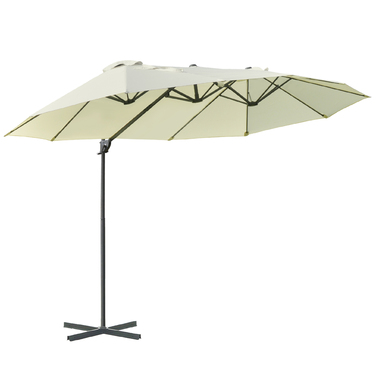 Outsunny Double Parasol Cantilever Parasol Double Parasol з регульованим садовим парасолькою Sunshade Metal Cream White 440 x 270 x 250 см | Аосом