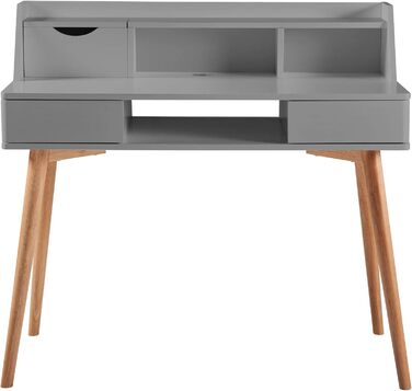 Дитячий письмовий стіл Teamson Home Creativo з МДФ, з полицями та шухлядами, білий/натуральний, VNF-00045 (Світло-сірий)