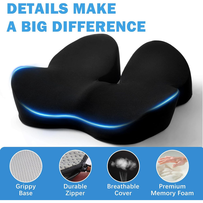 Подушка для офісного крісла Firhuza Memory-Sitzkissen: ергономічна, для полегшення болю в спині та ішіасу, з memory foam