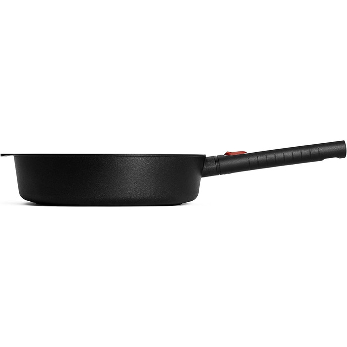 Чавунна сковорода Woll Eco Logic QXR з високим бортиком - індуктивна -, Ø 28 см, висота 7 см, зі знімною ручкою - Підходить для всіх типів плит, без PFAS, лита алюмінієва, безпечна для духовки, чорна