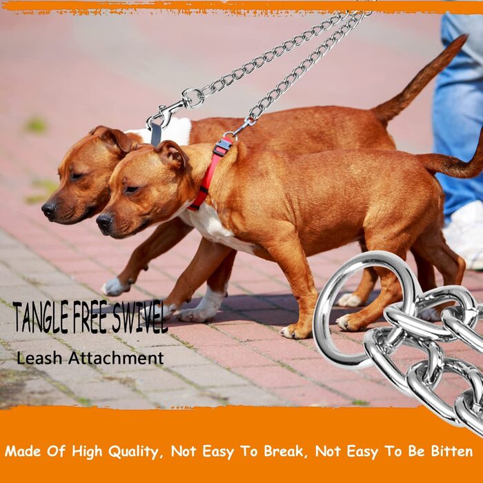 Металевий подвійний ланцюжок для собак jewow преміум-класу, що не сплутується, для двох собак на відкритому повітрі (2,5 мм х 35,6 см, сріблястого кольору) 2,5 мм х 14 футів сріблястого кольору