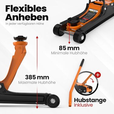 Гідравлічний домкрат Wagenheber 2.5T низький профілю для легкових авто та кліренсу, до 2500 кг (Помаранчевий)