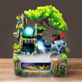 Кімнатний фонтан-водоспад з LED підсвіткою та ефектом туману, декоративний фонтан для дому та офісу