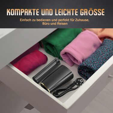 Відпарювач для одягу Raelunyi 1300W, портативний, чорний - для дому, подорожей та офісу
