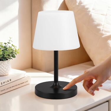 LED настільна лампа бездротова, торшер з сенсорним керуванням, регульоване освітлення, функція пам'яті, чорний колір