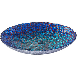 Декоративна чаша для сервірування столу-діаметр 33 см-скляна декоративна чаша для домашнього декору-Мозаїка Блакитна мозаїка