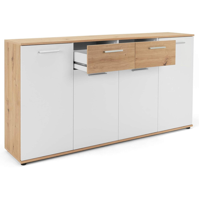 Сервант Jacklin Sonoma Oak/White - 160x85x35 см - Комод з великою кількістю місця для зберігання під житлову зону