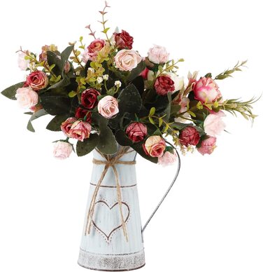 Вінтажна ваза для квітів Cabilock, глечик для молока у формі серця, залізний квітковий горщик, потертий шикарний декор, ваза для заміського будинку, Сільське відро для квітів, металеве відро