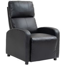 Крісло під телевізор HOMCOM Recliner з функцією відкидання, імітація шкіри чорного кольору, зручне крісло для вітальні та відпочинку