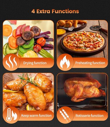 Фритюрниця без олії Emphsism Dual Zone XXL 1800W з LED-дисплеєм, 15 програм, 14л, з аксесуарами та книгою рецептів