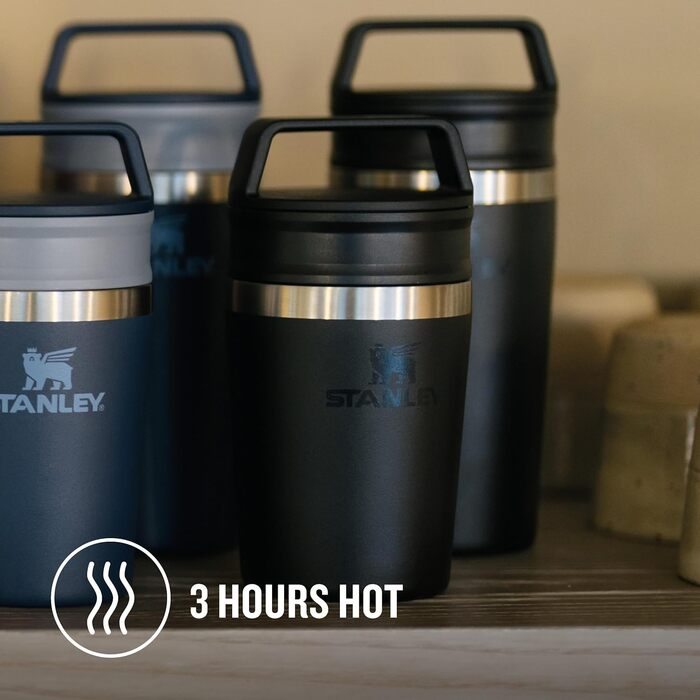 Термокружка Stanley Cafe To Go - 0.23L, чорна - нержавіюча сталь, 4 години тепла, 5 годин холоду