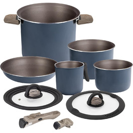 Набір кухонного посуду Brunner Camping HOHES (алюміній) для 2-4 осіб: каструлі та сковорідки ø 18, 20, 22 см, з антипригарним покриттям, легкий, високоякісний, стікельний