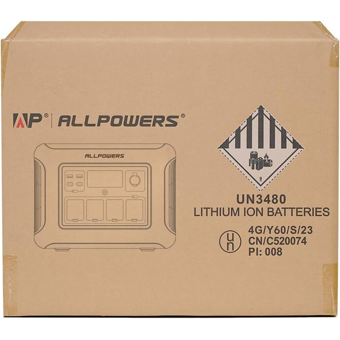 Портативна електростанція ALLPOWERS R1500, акумулятор LiFePO4 1152 Втгод, вихід змінного струму 1800 Вт, тихий 43 дБ, резервне живлення