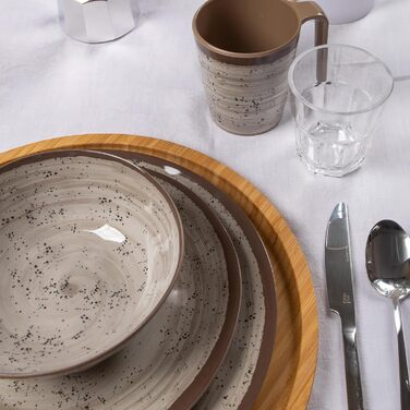 Набір посуду Bo-Camp Halo з меламіну для кемпінгу, подорожей та пікніків, колір тауп