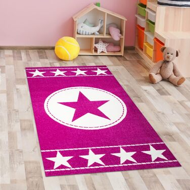 Дитячий килимок Ігровий килимок Дитячий килимок Зірка рожевий кремовий Розмір (80 х 150 см)