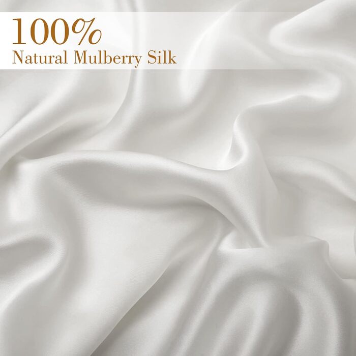 Набір з 2 наволочок Mulberry Silk 40x80см, шовк для догляду за волоссям та шкірою, білий, 2 шт. и