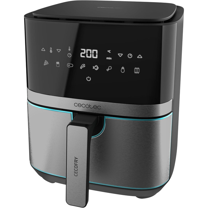Фритюрниця без олії Cecotec Cecofry Full InoxBlack Pro 5500, 5.5 л, 1700 Вт, 8 режимів, PerfectCook, LED-дисплей