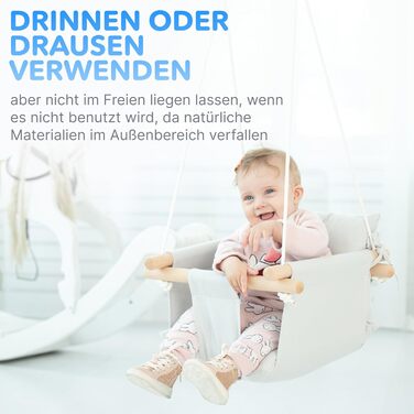 Дитяча гойдалка Cateam з дерева для дому та саду. Безпечна гойдалка для малюків від 12 місяців. Різні кольори, сірий.