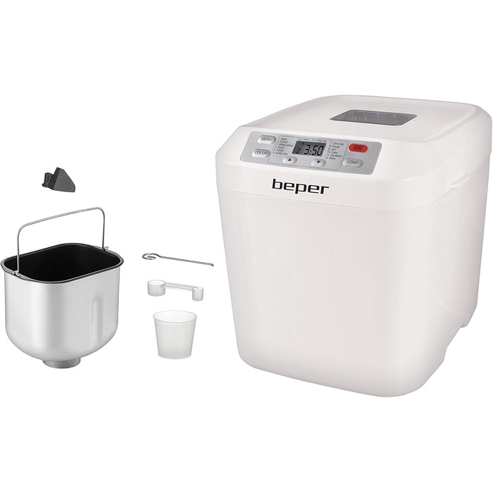Хлібопекарська машина BEPER з антипригарним контейнером з ABS пластику, біла