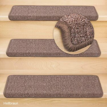 Набір килимків для сходів Metzker Ariston 15 шт.  прямокутних, світло-коричневі